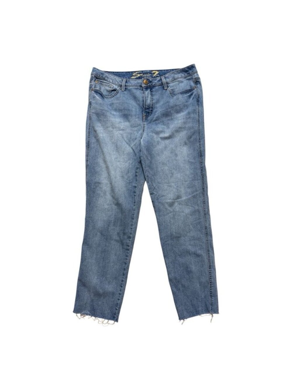 Seven7 Easy Fit Boyfriend Jeans Womens 8 Light Wash Raw Hem Stretch Denim